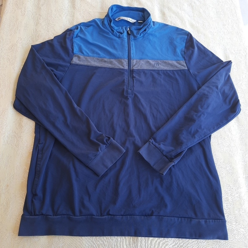 Travis Mathew 1/2 Zip Sweatshirt Mens XL Blue Pullover Golf Performance Stretch